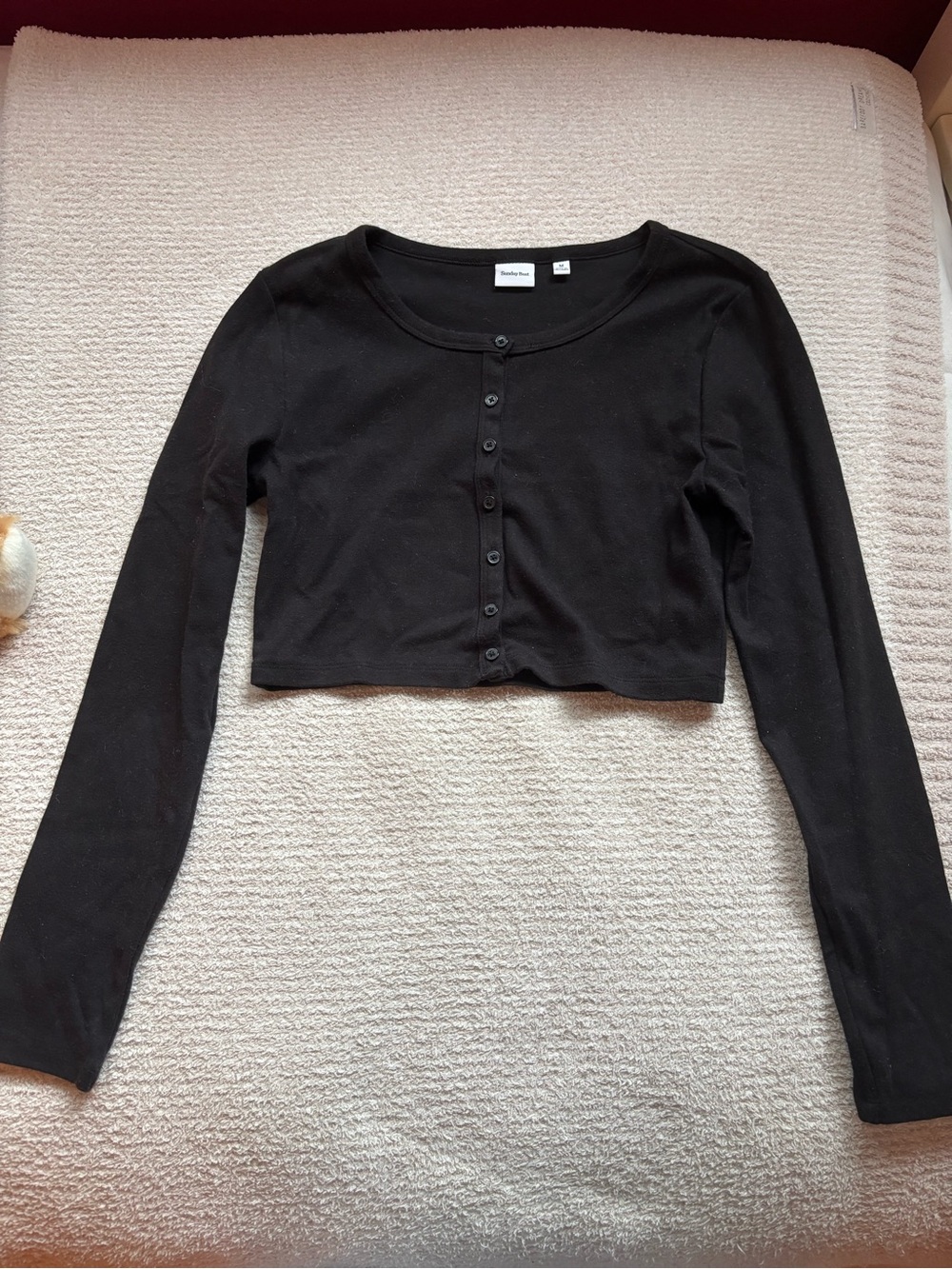 Aritzia Sunday Best Crop Button-Up Long Sleeve Top - Black